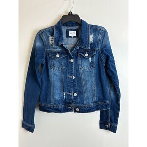 Wax Jean Basic distressed blue jean jacket size M
